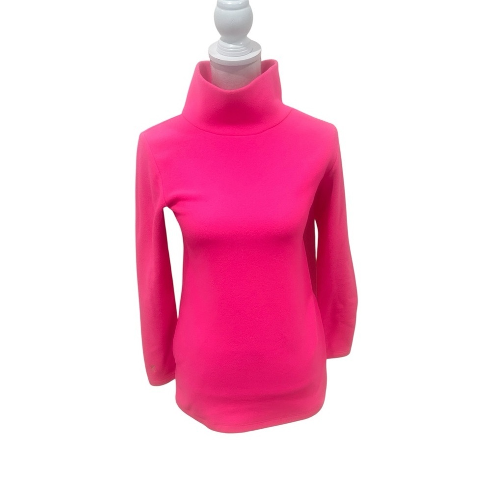 Dudley Stephens hot pink fleece Turtleneck Sweater cobble hill pockets sz small
